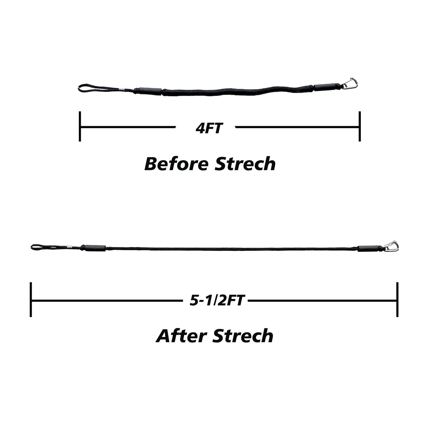 ZRSCHYG Bungee Dock Lines for Boats – Single Hook Heavy-Duty Elastic Anchor Rope – Secure Boat Dock Lines, Potoon Mooring & PWC Tie Downs (Black, 4 FT)