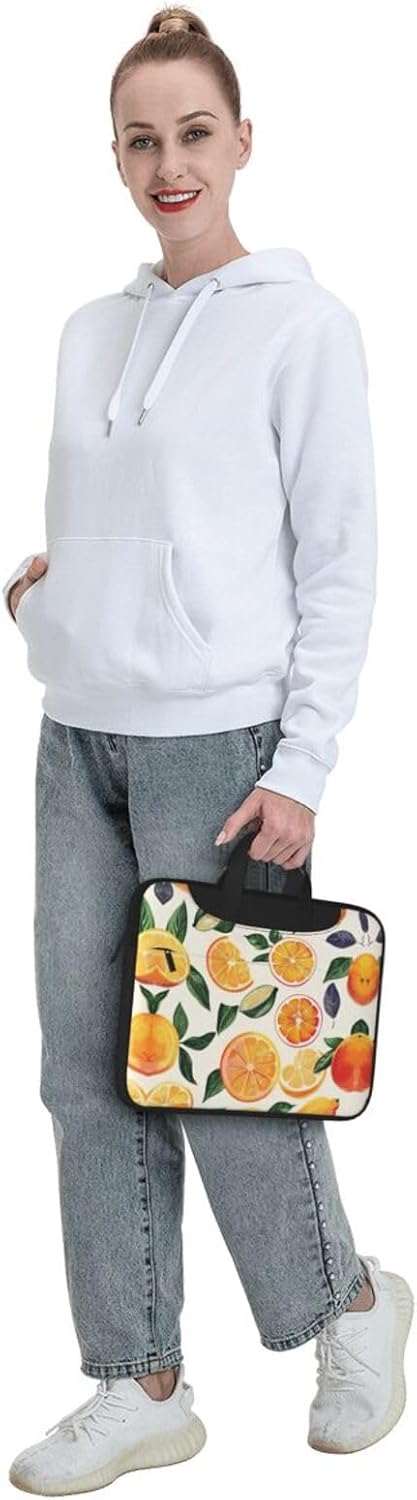 JIPOFD citrus fruit pattern Print Structured Laptop Bag Oxford Cloth Briefcase Padded Shoulder Case with Front Pockets