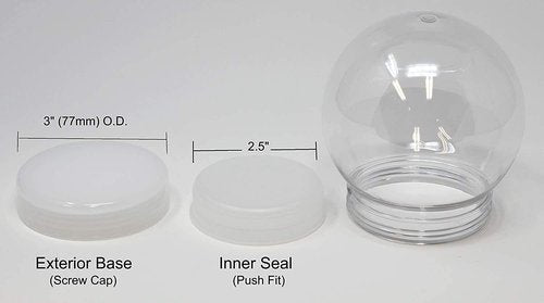 Creative Hobbies DIY Snow Globe Kit - Pack of 6 Clear Plastic Water Globes | 4 Inch with Screw-Off Cap