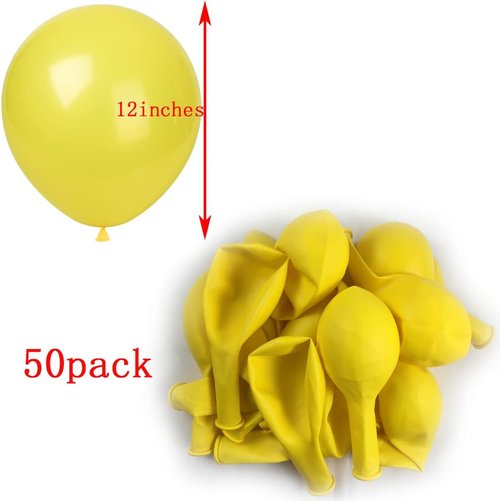 KADBANER Yellow Latex Balloons - 50 Pcs 12 Inch for Weddings, Birthdays & Baby Showers