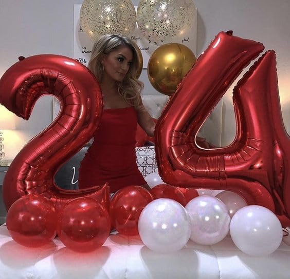 Red Number 4 Balloon - 40 Inch Giant Foil Balloon for 4th Birthday Party Decorations