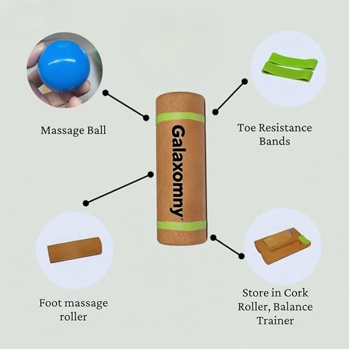 Cork Balance Board - Non-Slip Rocker for Plantar Fasciitis Relief & Ankle Strengthening | Balance Trainer for Seniors, Athletes & Yoga Enthusiasts (Portable Home Gym Equipment)