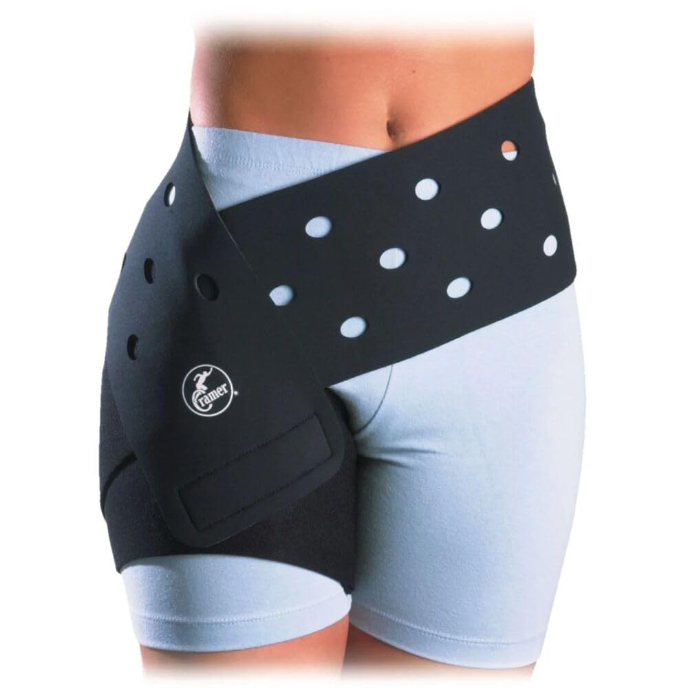 Cramer Groin Hip Spica Support For Groin Strain, Groin Sprain, Hip Replacement, Sporting & Hip Flexor Injuries, Sciatica Nerve Ache Relief, Adjustable Neoprene Compression Wrap, Injury Recovery, Black
