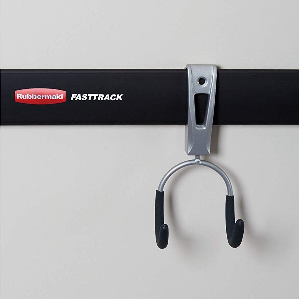 Rubbermaid Garage Hook Organizers - Powder Coated Metallic for Ladder, Tool & Bike Storage | 6 Pack