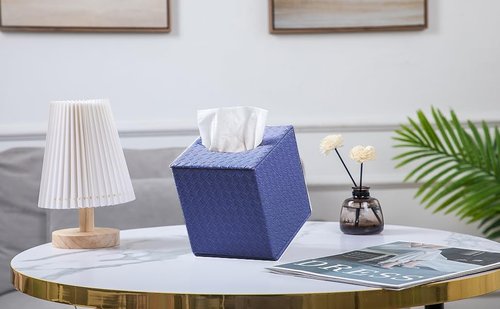 Blue Tissue Box Cover,Tissue Box Cover Square,Blue Tissue Box Holders,Tissue Holder for Bathroom Accessories,Bathroom Tissue Holders