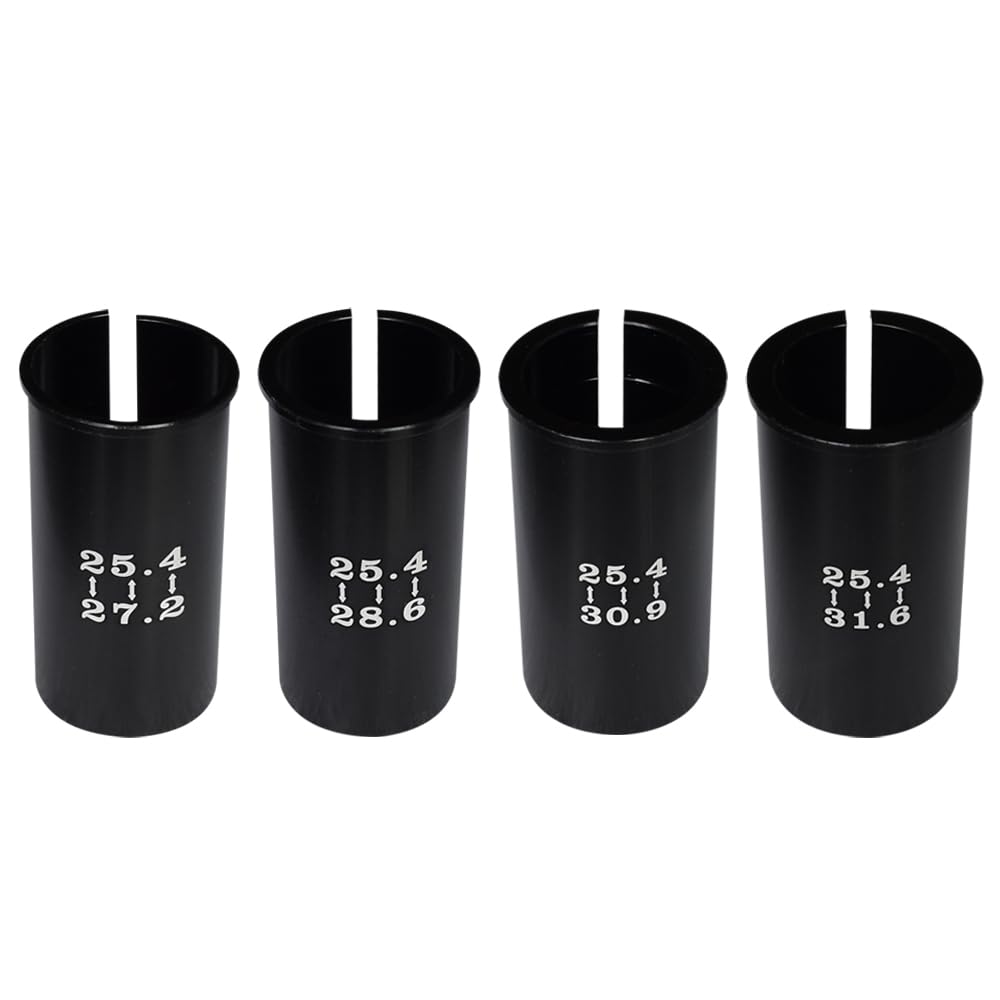 Xmomx Set of 4 Sizes Bike Seat Post Adapter Shim Seat Post Adapter Bicycle Seat Tube Conversion Sleeve 25.4mm to 27.2/28.6/30.9/31.6mm 60mm Length Aluminum Alloy for Road Mountain Bike MTB