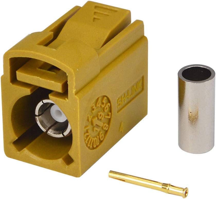 RG174 RG316 5PCS GPS telematics or Navigation RF Coax Connector Fakra K Crimp Jack Female Yellow Adapter for Cable