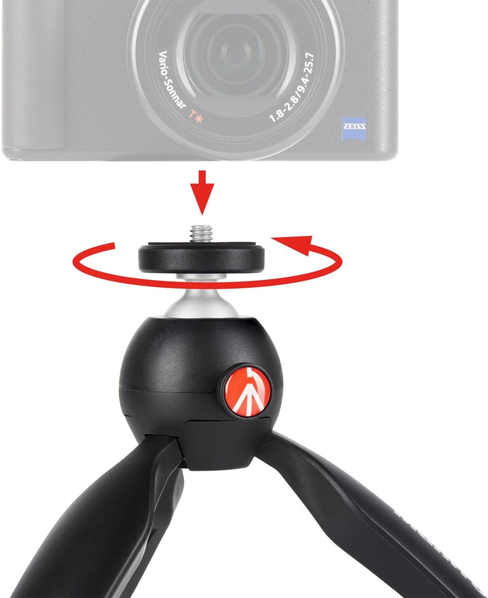 Manfrotto PIXI Mini Aluminum Tripod for Cameras and Smartphones - Black