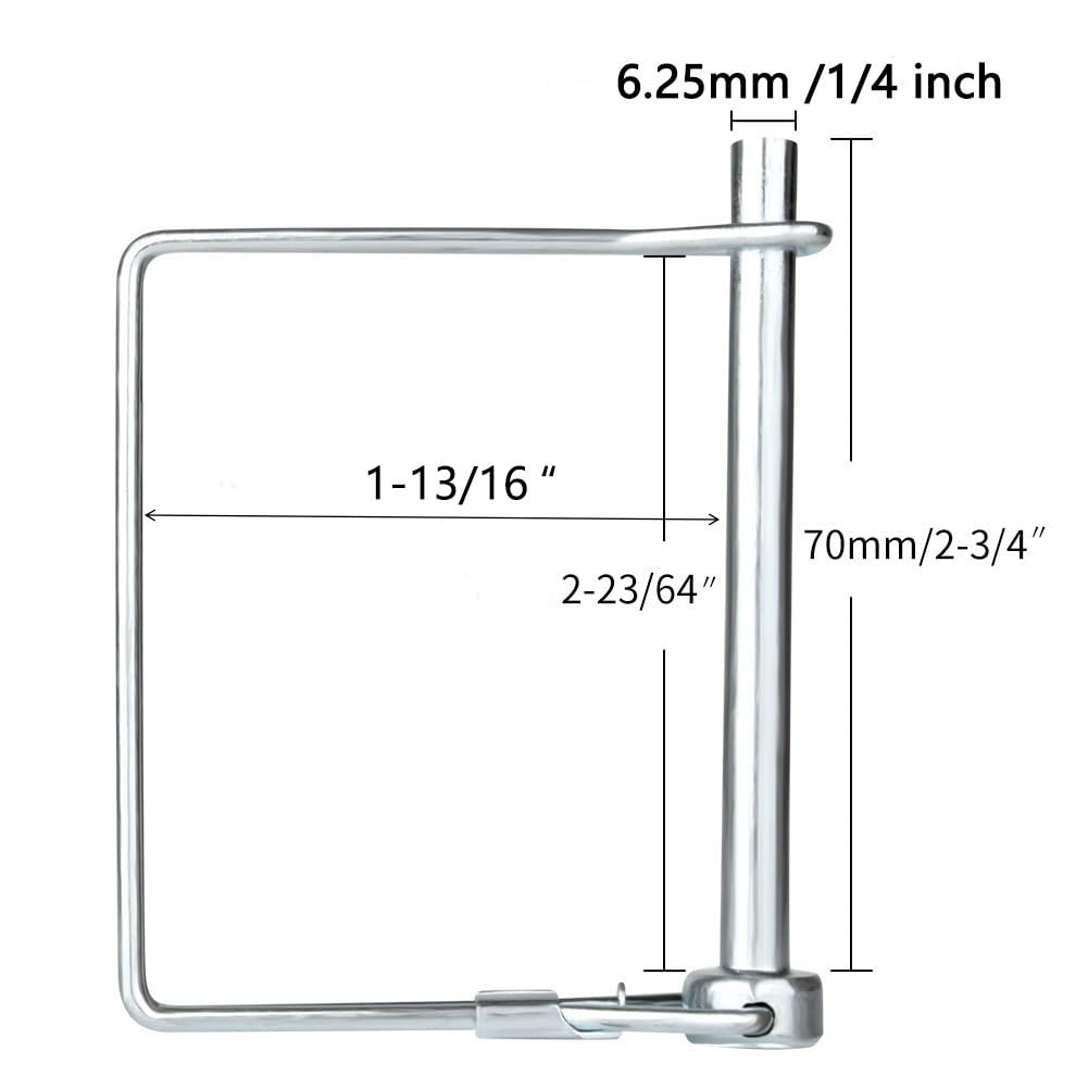10 PCS Square Pto Pin Shaft Locking Pin 1/4 pin Hitch pin Wire Lock Pin Safety Coupler Pin 1/4" x 2-3/4"for PTO,Farm,Lawn,Hitches,and Garden (10 PCS Trailer Pins)