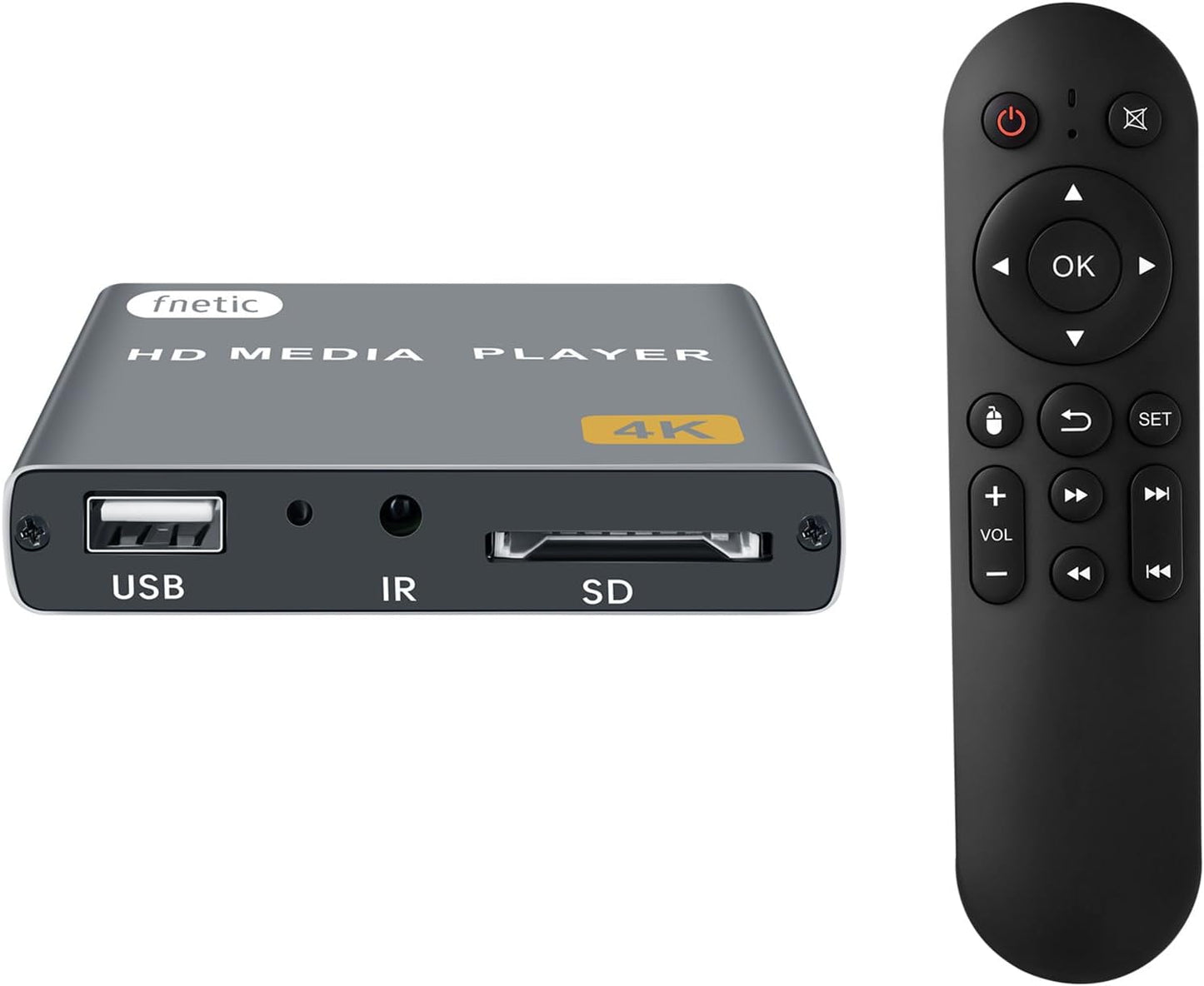 fnetic 4K MP4 H.265/HEVC, Digital Media Player, TV Video Player with HDMI/AV Output, Digital Signage Mini HD Media