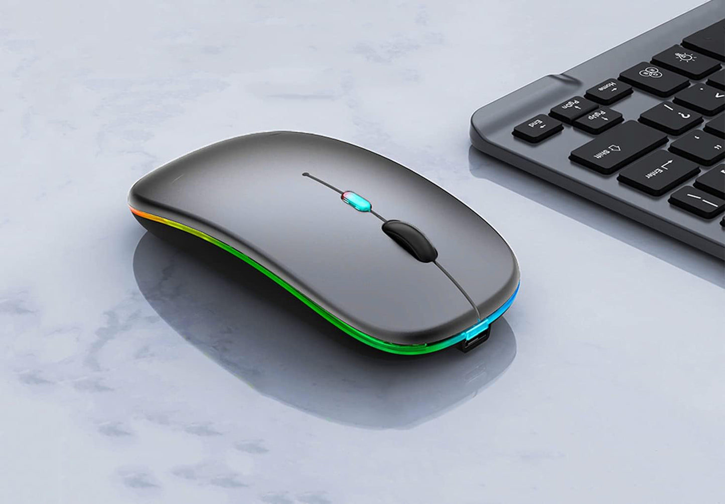 WREANU Use(BT5.2 2.4G Wireless Bluetooth Mouse Rechargeable Laptop Mice with LED Lights Silent Slim and Portable USB)