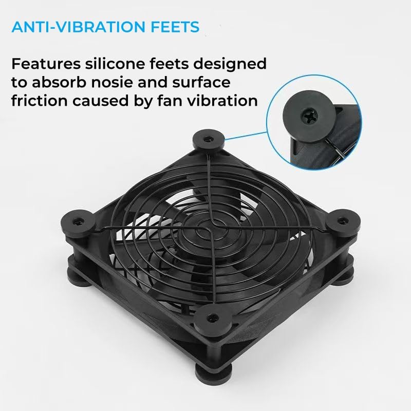 120mm 3-Degree Quiet Dual USB Fan Dual-Ball Bearings, with L/M/H Speed Controller High Airflow Cooling Fan for Receiver
