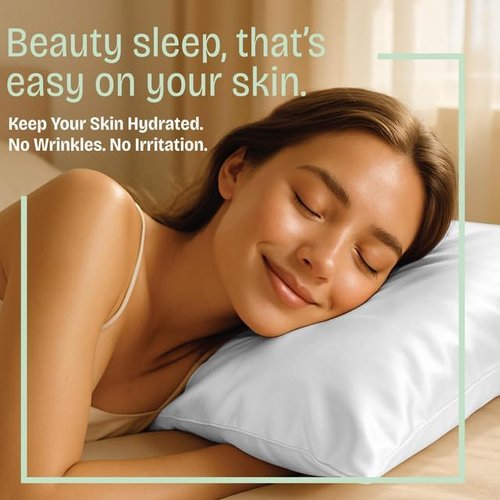 BLISSFORD Satin Pillowcase - Soft Zippered Design for Hair & Skin Care | White Satin, Standard Size - Set of 2