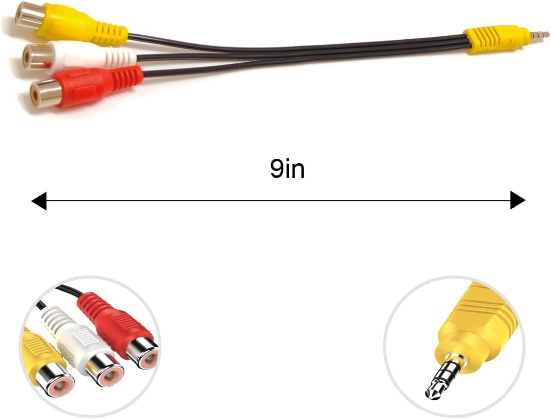 Ruichuan100 3.5mm 3 AV Adapter, AV in Adapter Cable, Male to RCA Female Video AV Component Adapter Cable for TV & Home