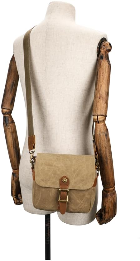 Vintage Canvas DSLR/SLR Camera Bag - Thick Protective Case for Camera and Lens - Water Resistant - Sling Shoulder Bag