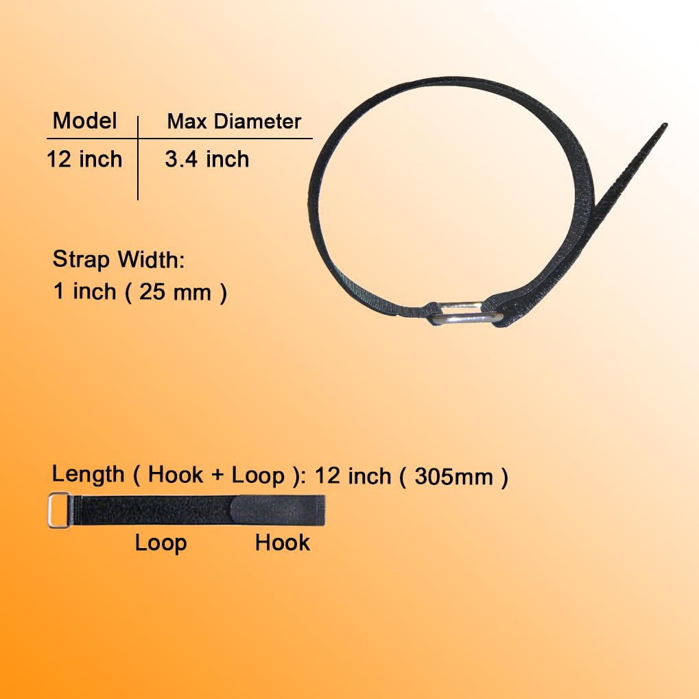 VIGAER 12 inch Reusable Fastening Cable Straps - Hook and Loop Fixing Straps - 12 Pack