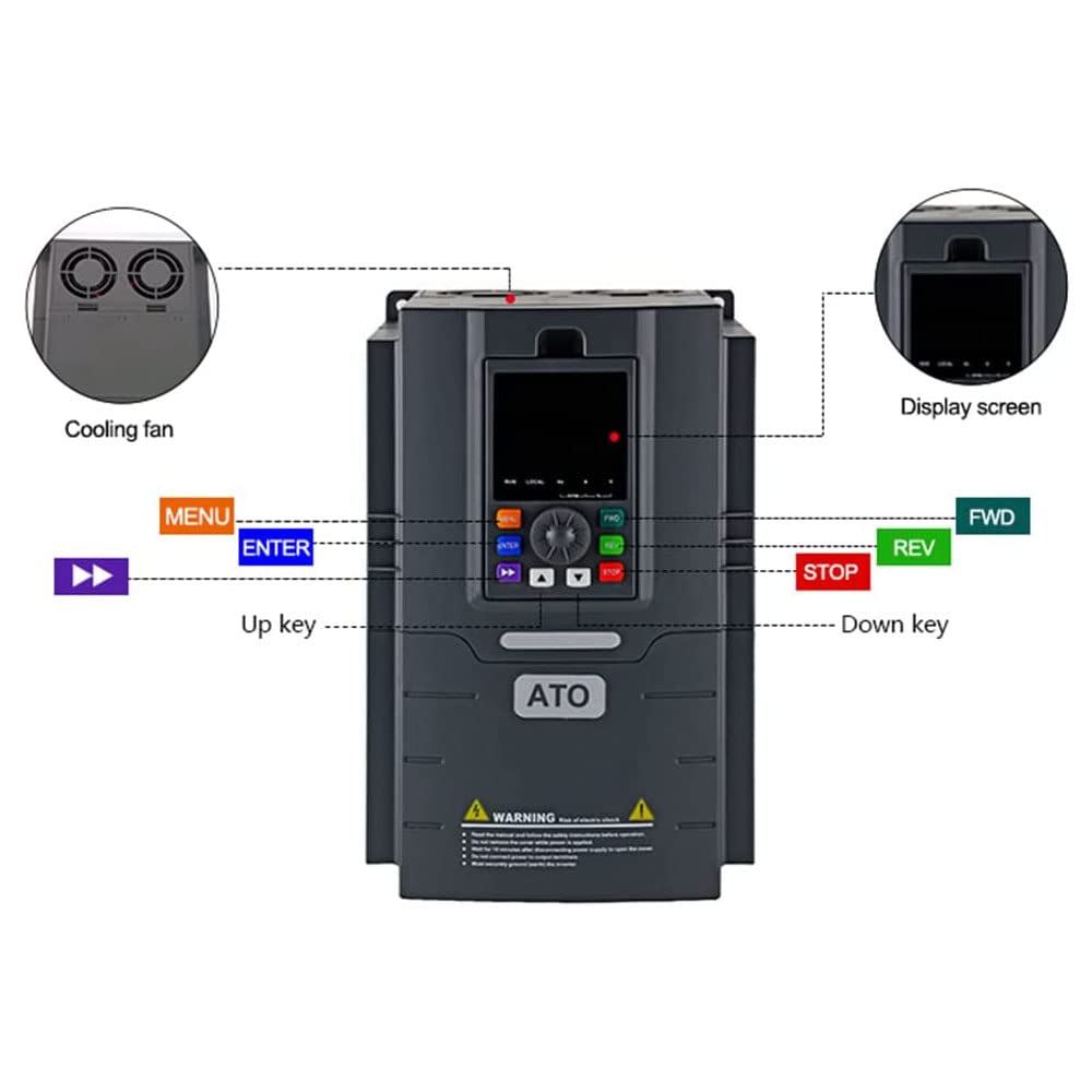 ATO 10HP VFD Single Phase Input & Output VFD, 7.5kW Single Phase VFD Drive Variable Frequency Drive 220V 10HP Single Phase to Single Phase VFD for Single Phase Motor (1-Phase Input, 1-Phase Output)
