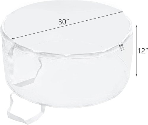 Hedume Wreath Storage Bag - 30" X 12" Clear Container with Dual Zippers & Reinforced Handle | Protect Holiday Wreaths from Dust & Moisture