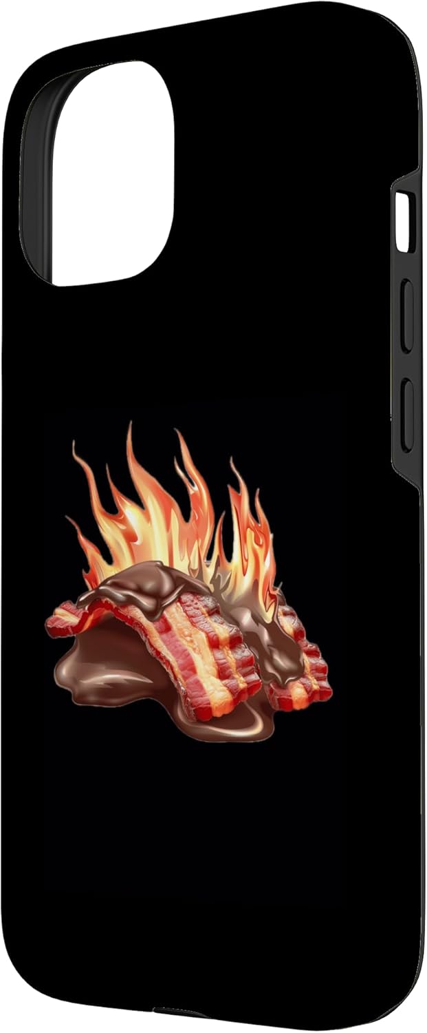 Chocolate Covered Bacon American Food Designs 15 Chocolate Covered Bacon With Flames Case for iPhone