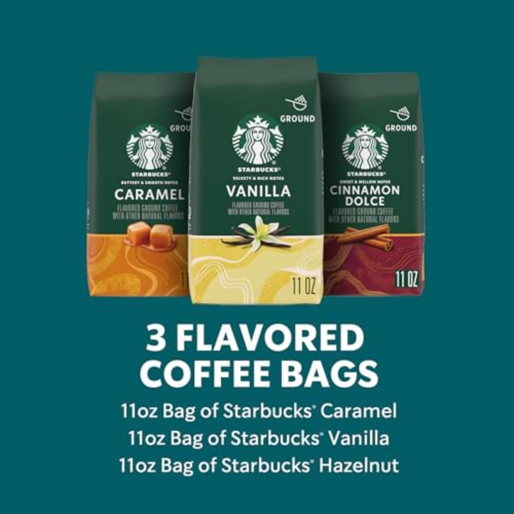 Starbucks Ground Coffee Variety Pack - Flavored Hot or Iced Coffee | Three 11 oz Bags