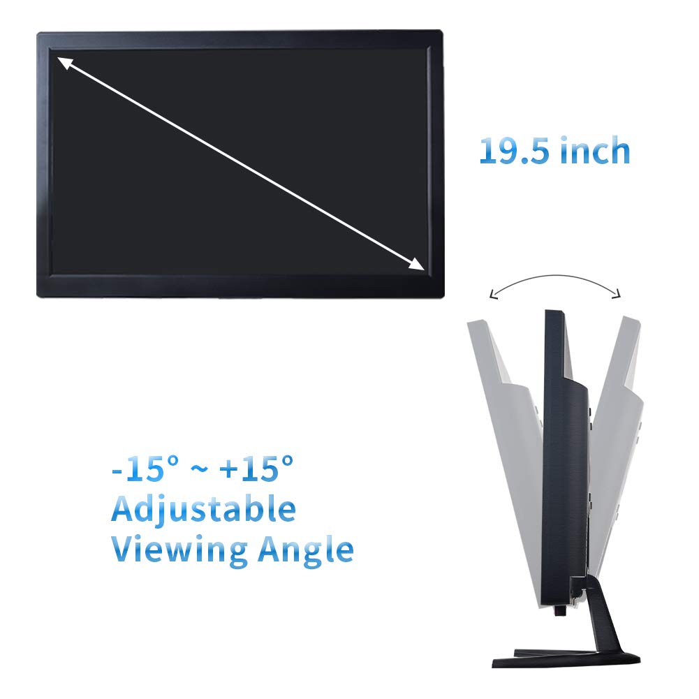 Cocar 19.5" CCTV Monitor, 1600x900 Resolution, 16:9 BNC Display with Component BNC/YPbPr/VGA/HDMI/Audio Jack, TFT LCD for Security Cameras, NVR/DVR, Home Surveillance, VESA Wall Mount