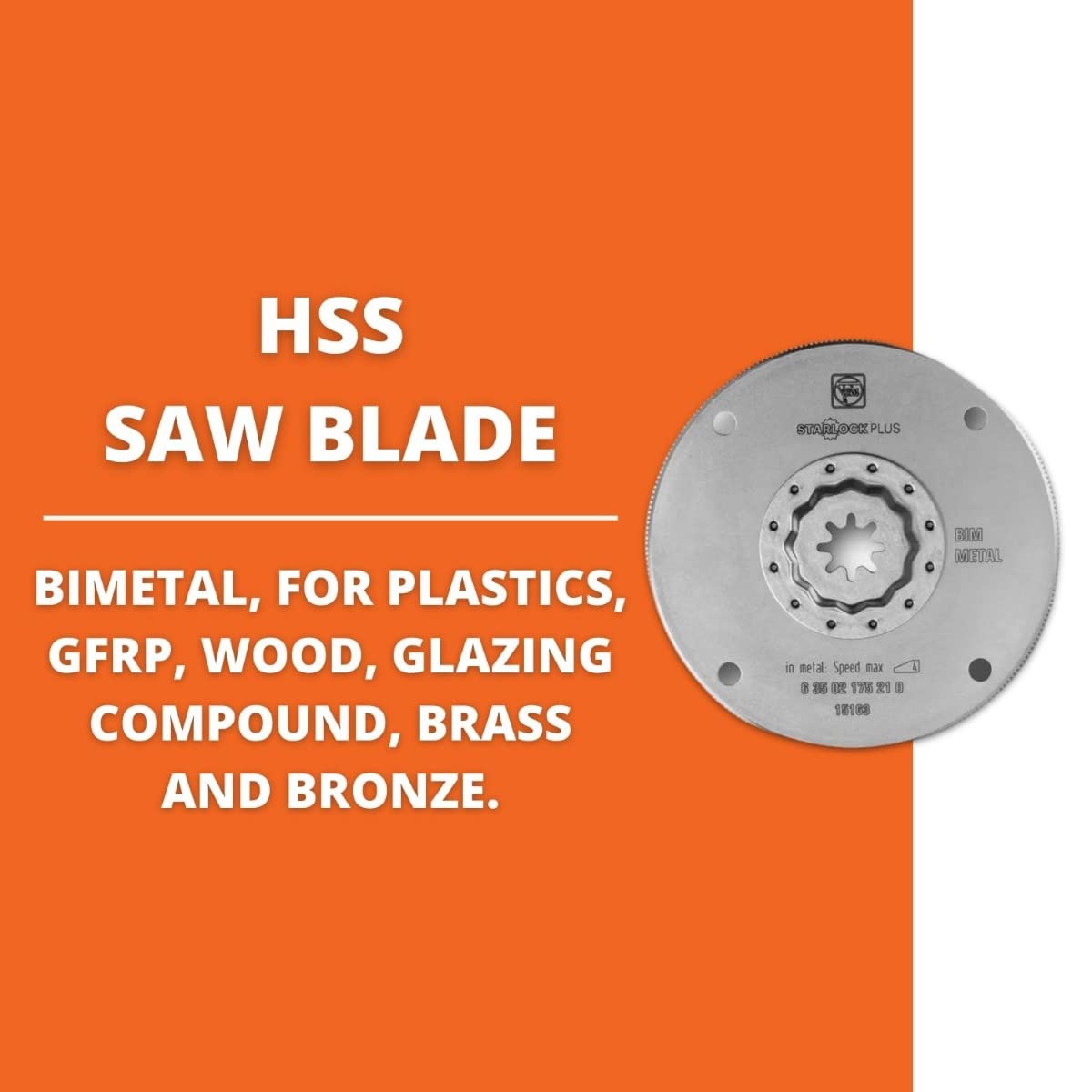 Fein Starlock Plus HSS Saw Blade - Precision Cutting up to 1/16" on Sheet Metals, Wood, GFRP & Plastics, Bimetal with Metal Teeth, Circular Shape, 3-15/16" Diameter, 5-Pack - 63502175230