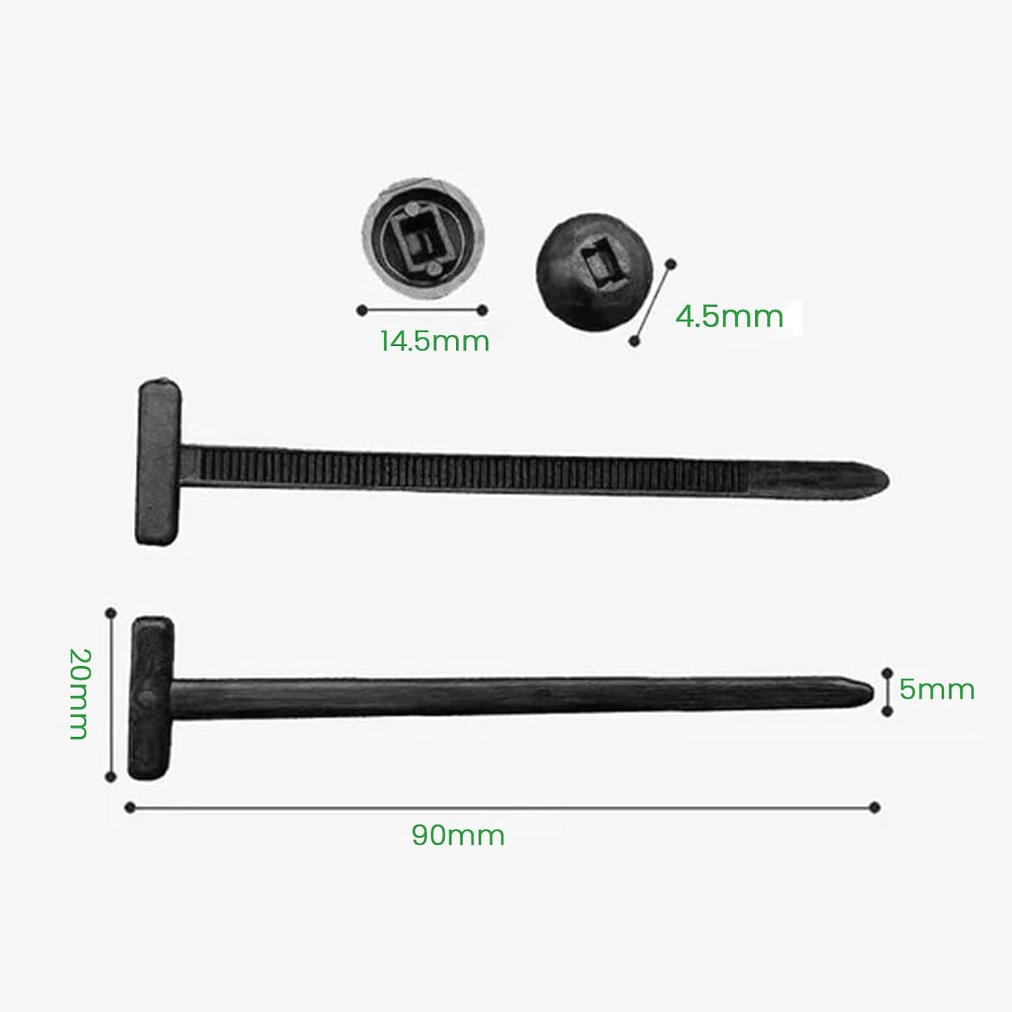 Generic (20PCS) Nylon Universal Cable Tie Buckle Self-Locking Zip Ties with Button Clip Head for Car Bumper Mount