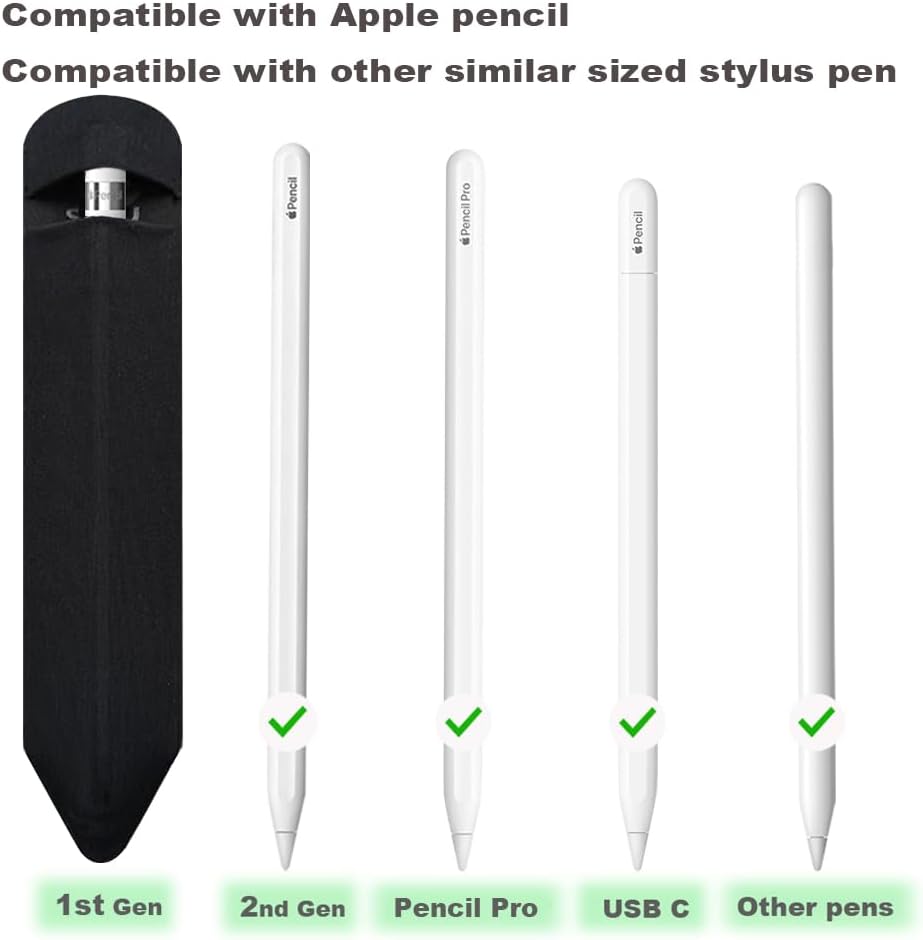 SIXFU 2nd 1st 2Pack(Black) Pencil Holder Compatible with Apple Pencil Pro/ Generation/ Generation/USB-C Pencil