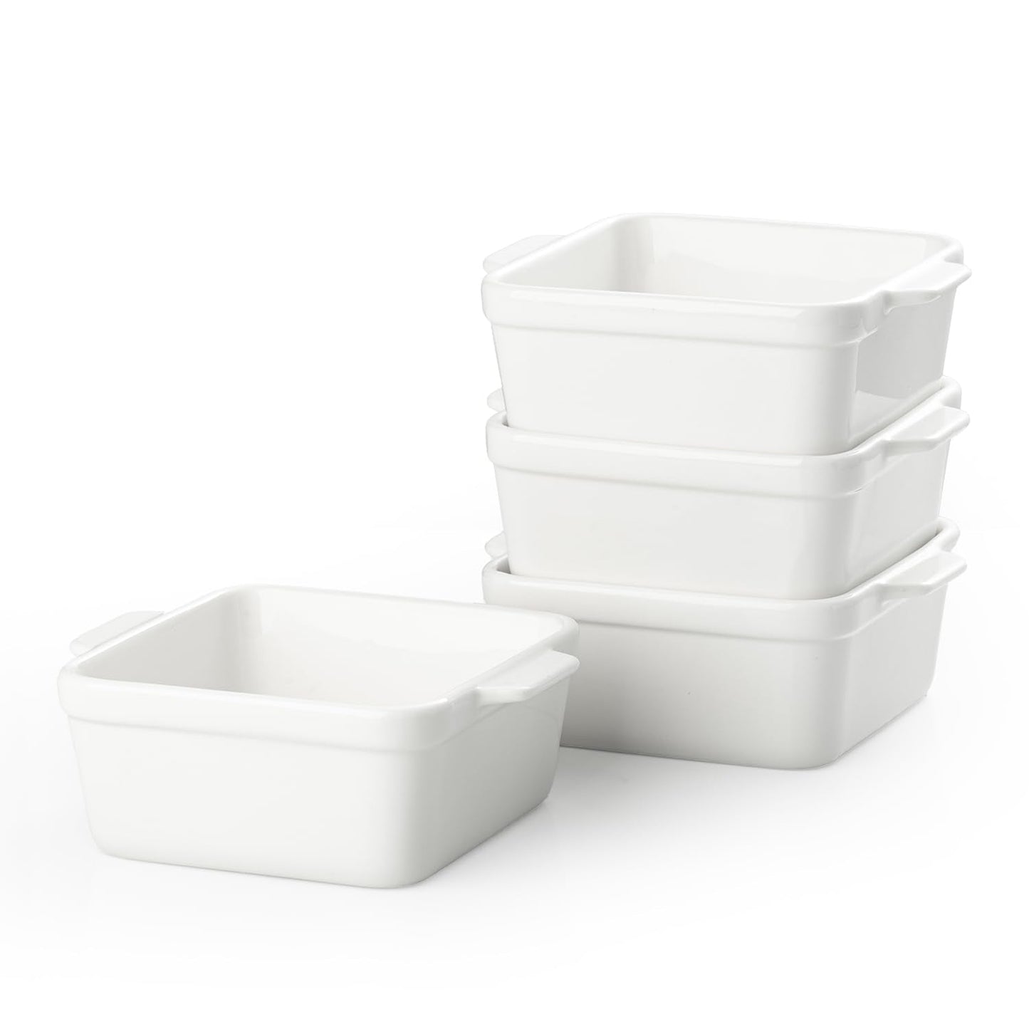 16 oz Small Baking Dish Set of 4, Individual Casserole Dishes for Oven, Ceramic Square Ramekins for Meal Prep, Lasagna, Desserts, Freezer Safe