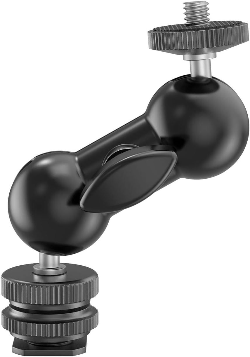 SMALLRIG 1/4" 1135 Cool Ballhead, Multi-Function Double Ball Dead Adapter with Shoe Mount & Screw for Monitors Led