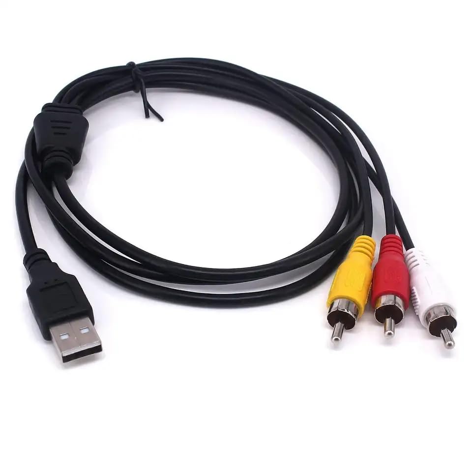 4.9ft, 2.0 3 Herfair USB to RCA Cable, USB A Male to RCA Male Phono AV Cable for DVDs, Digital Cameras, Camcorder