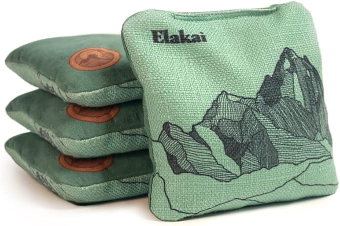Elakai Cornhole Bags All Weather Dual Sided Slick and Stick Regulation Size and Weight Set of 4 Regulation 6 in x 6 in