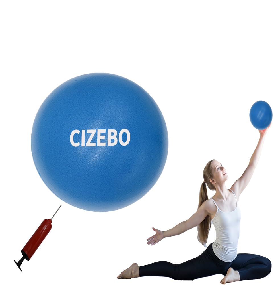 CIZEBO Small Exercise Ball Between Knees, 6 inch Pilates Ball with Needle Pump, Mini Yoga Ball for Core Stability Workout Fitness, Blue