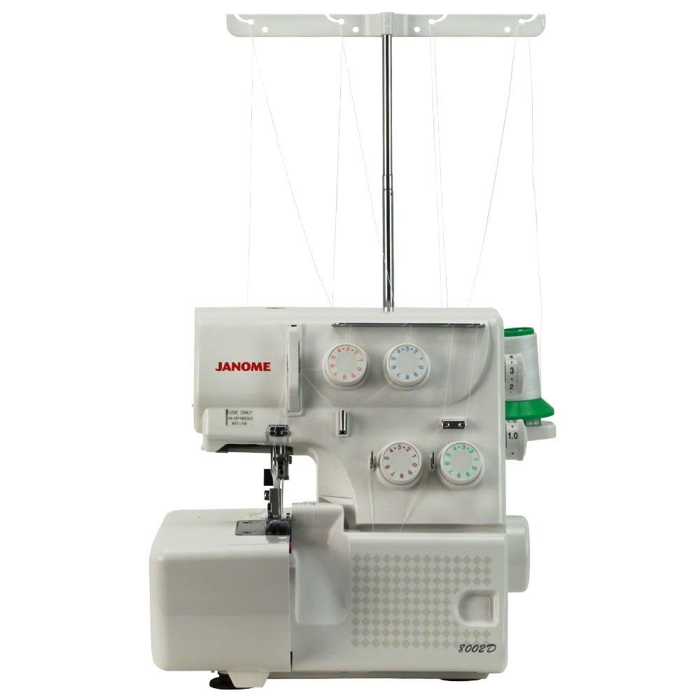 Janome 8002D Overlock Machine - 3/4 Thread Serger Sewing Machine with Differential Feed System for Extra-Smooth Seams, Janome Serger with 1300 Stitches Per Minute and Easy Threading
