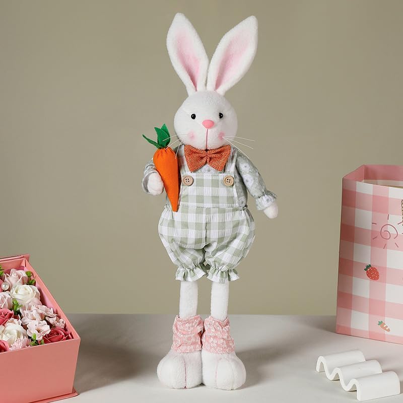 Stretch Legs Easter Bunny Plush Decoration - Adorable Figurine for Spring Home Decor | Green