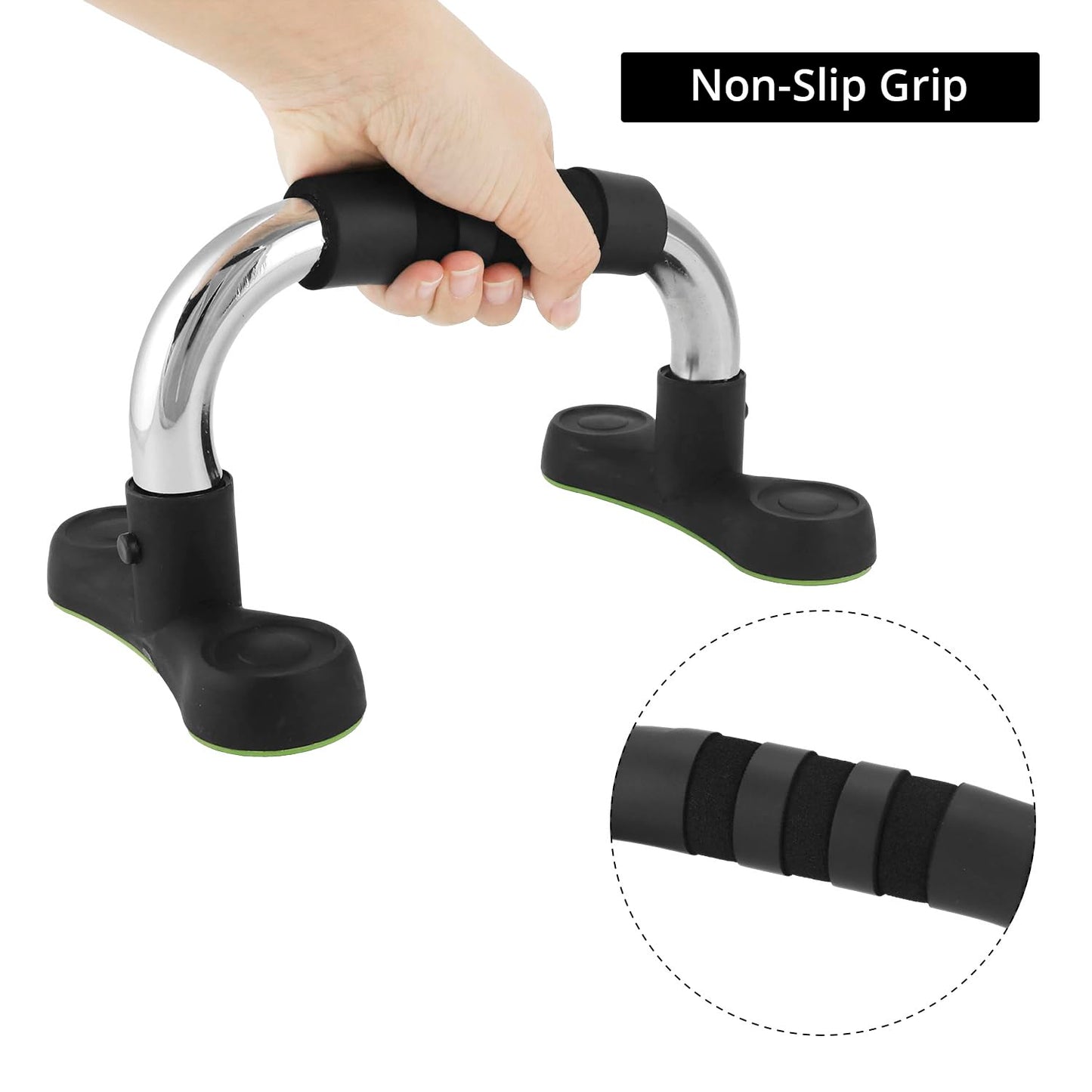 QWORK Steel Push Up Handles for Floor, Portable Push Up Stands with Non-Slip Grip, Angled Incline