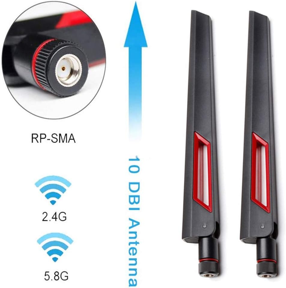 QYAJS 2.4GHz 5.8GHz 10 WiFi Antenna Dual Band DBI RP-SMA Router for PCI-E WiFi Network Card USB Wireless Adapter