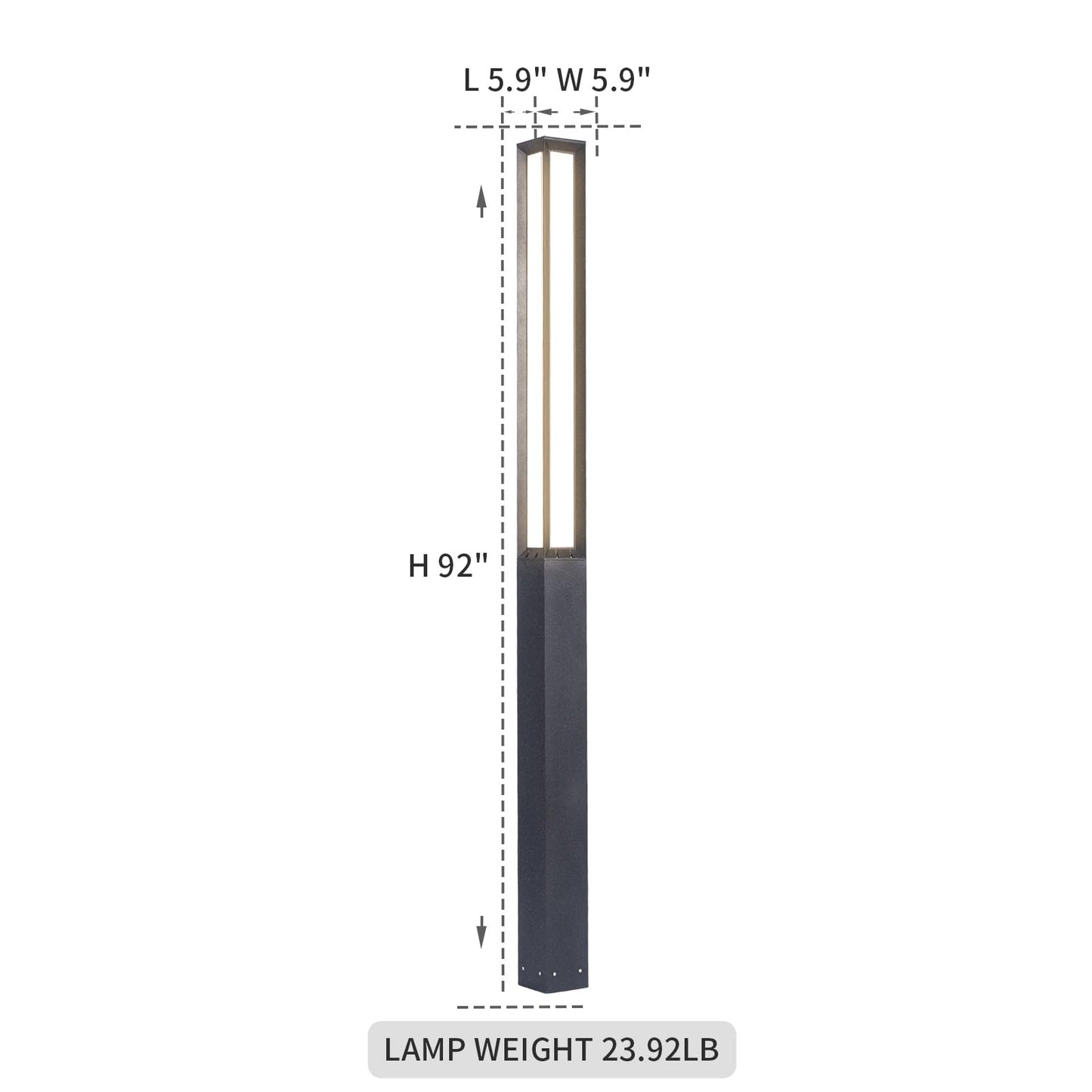 Linkmoon Landscape Path Light, 92" Modern Outdoor LED Luxury Bollard Lighting with IP65 Waterproof for Lawn Courtyard Driveway Pathway Decoration