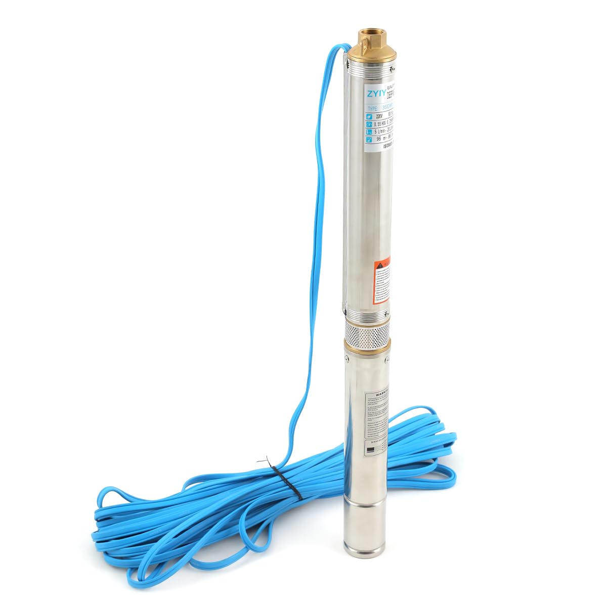 ZYIY 3/4Hp 3In Stainless Steel Deep Well Submersible Pump 220V,60Hz Water Pump 295ft Head 18GPM Pump with 66ft Cable 1"Outlet Water Well Pump for Industrial Agricultural Irrigation Home Garden Use