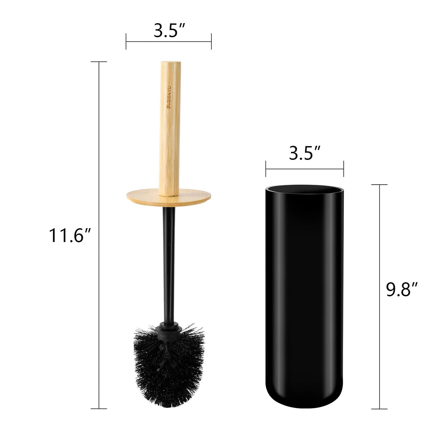 SUBEKYU Toilet Brush, Toilet Bowl Brush and Holder Set, Bathroom Toilet Bowl Cleaner for Deep Cleaning, Black