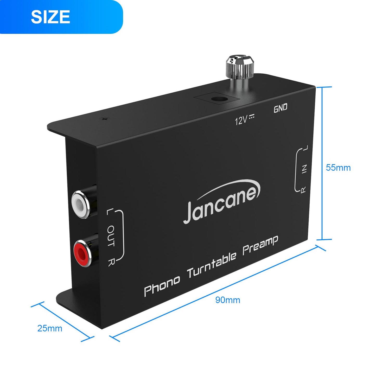 12V Phono Turntable Preamp,Low Noise Stereo Preamplifier with RCA Input/TRS Output, High-Fidelity Audio with DCAdapter