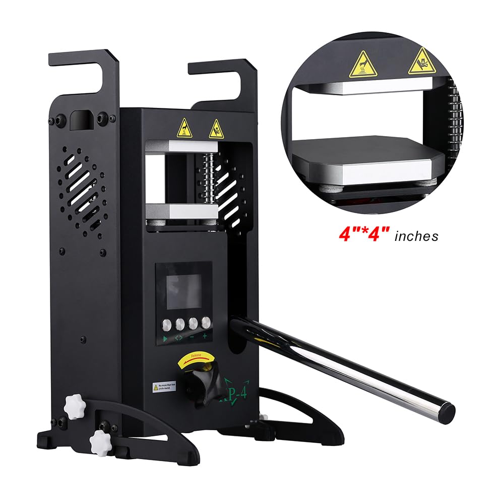 4T Hydraulic Heat Press Machine with Dual Heating Plates 4x4 Inches and Precise Digital Temperature Control LCD Screen for Homeuse Portable Manual Heat Pressing Machine