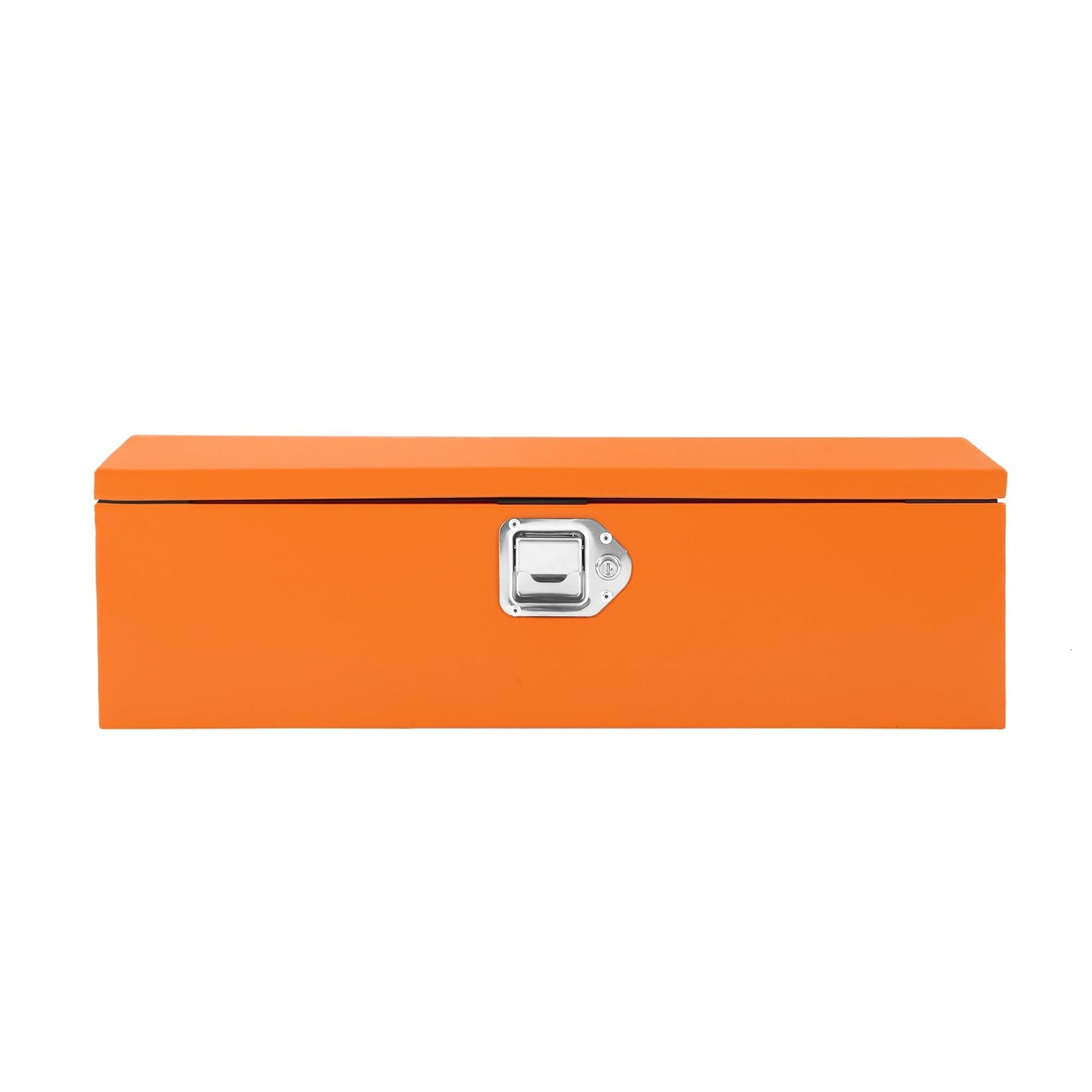 Powder-Coated Black Steel Truck Bed Tool Box - Heavy Duty Diamond Plate Storage Chest with Side Handles & Lock - Durable Metal Toolbox for Pickup, Trailer, RV, Mechanic Workshop - 20×12×9.6 in, Orange