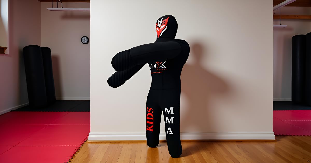 Infinix Sports Kids Grappling Dummy for Kids Youth MMA Boxing Brazilian Jiu Jitsu Dummy - 110cm Unfilled (Black)