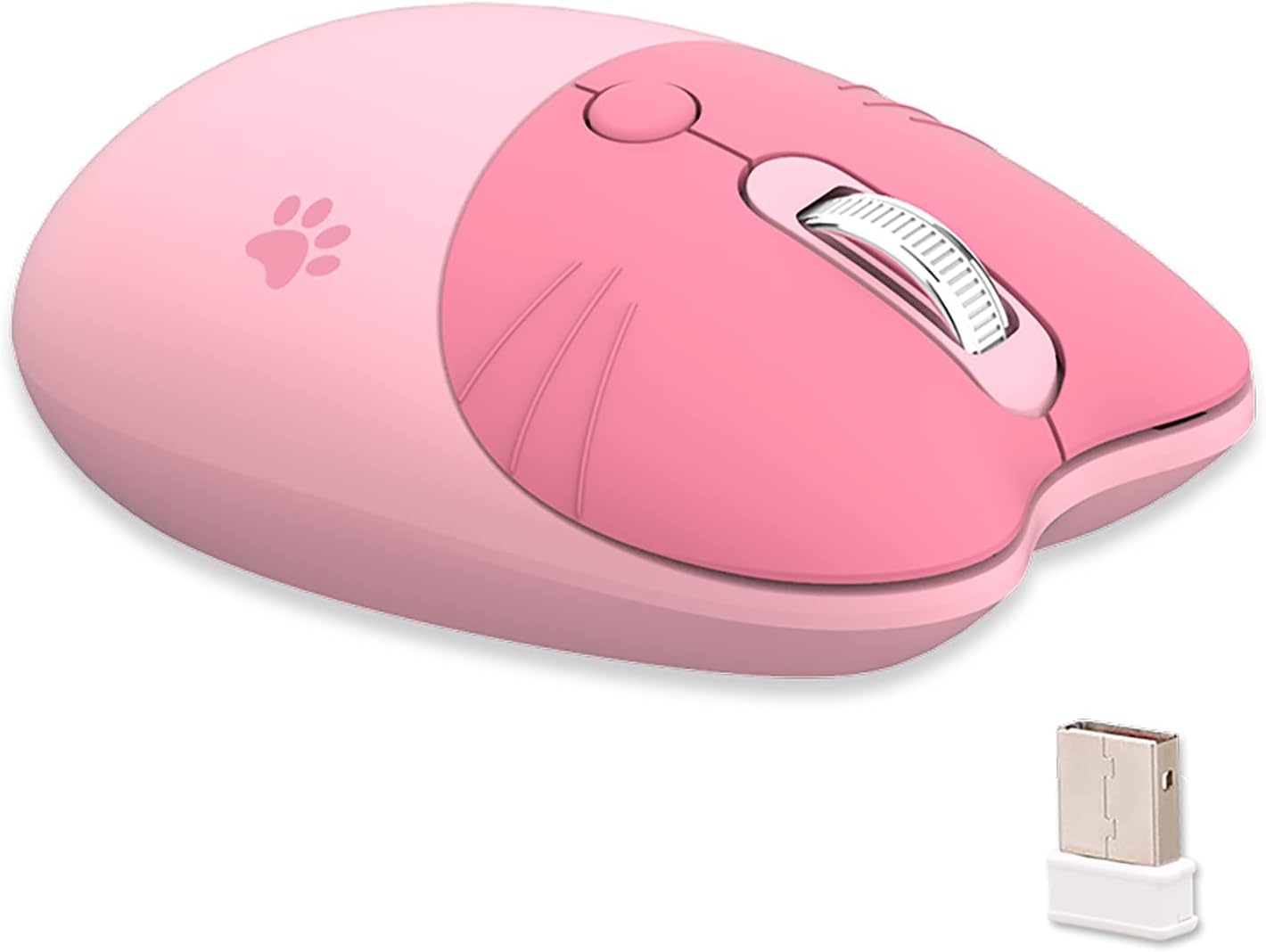 Lomiluskr 2.4G Cute Cat Wireless Mouse, Lightweight Soundless Mice, Wireless Mice, Candy Colors, Kawaii Mouse for Girls