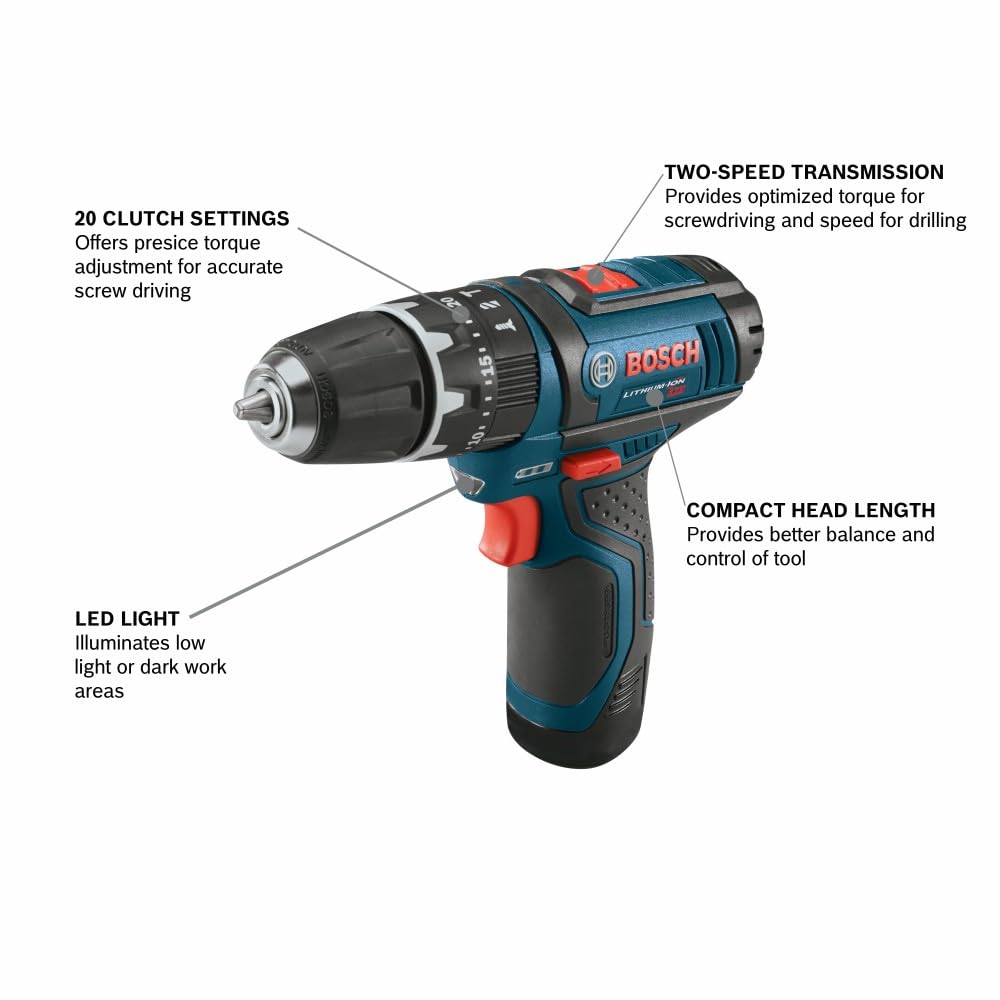Bosch PS130-2A 12V Max 3/8 In. Hammer Drill/Driver Kit
