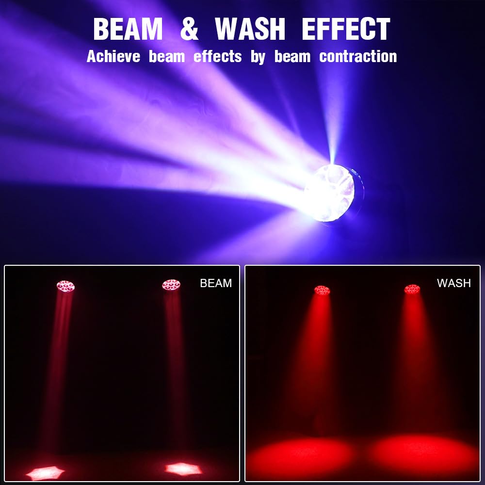 BETOPPER LM0740 Moving Head Light 7x40W RGBW Beam/Wash/Zoom/CTO Effect Bee Eye LED Stage Lighting Spot Lights with Sound Activated for DJs, Bars, Christmas, and Home Party Lighting,2 Packs