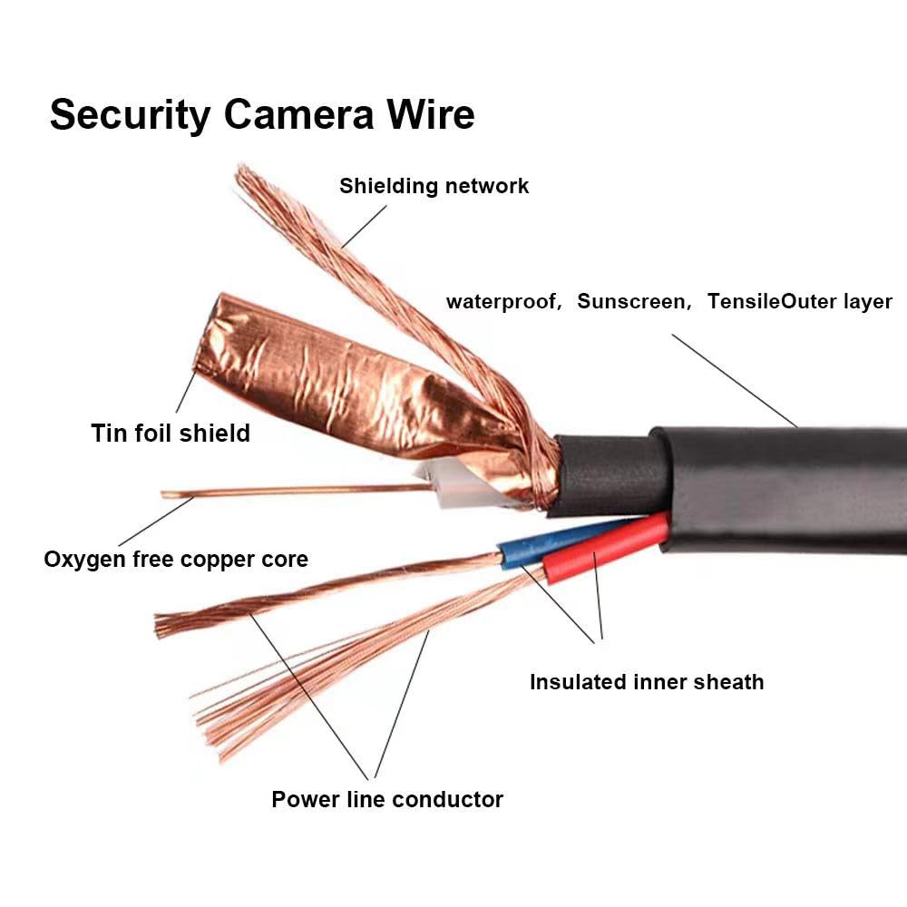 2 Pack 60 Feet BNC Video Power Cable,BNC Extension Wire Security Camera Wire with Connectors for CCTV Camera DVR