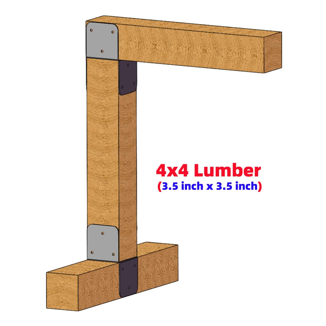 Jouray 4 Pcs Black 4x4 Deck Post Caps & Tie Brackets, 14 Gauge Steel Post Anchor Connectors for Metal to Wood Posts