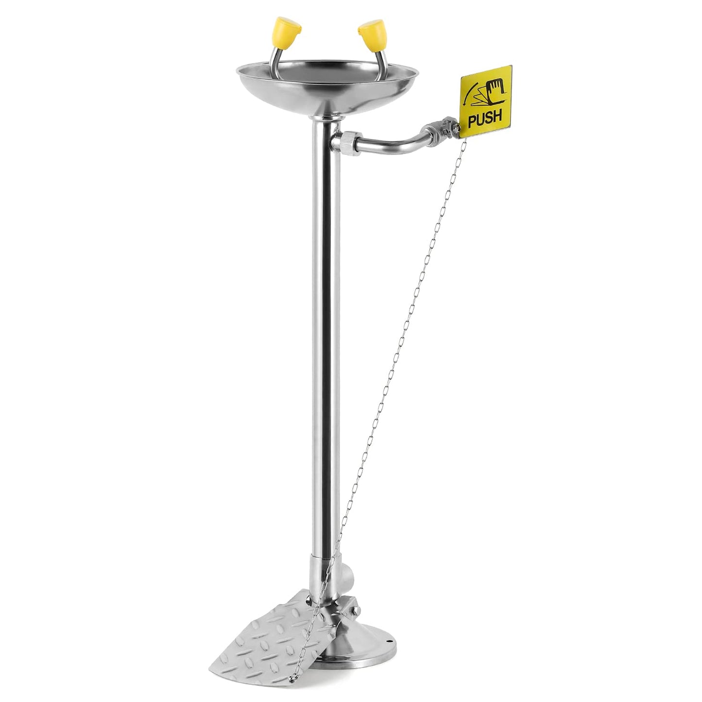 CGOLDENWALL Eye Wash Station with Foot Pedal, NPT Thread, OSHA Approved Emergency Pedestal Mounted Eyewash Station, Eye Face Washing Station, 304 Stainless Steel Bowl+Pedal